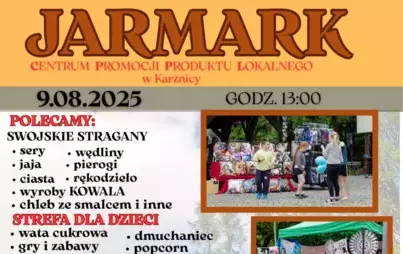 Zapraszamy na Jarmark 9 sierpnia do Centrum Promocji Produktu Lokalnego w Karżnicy